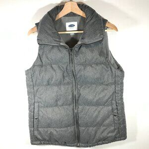 Old Navy Women's Medium Gray Full Zip Sleeveless Mock Neck Puffer Vest Jacket